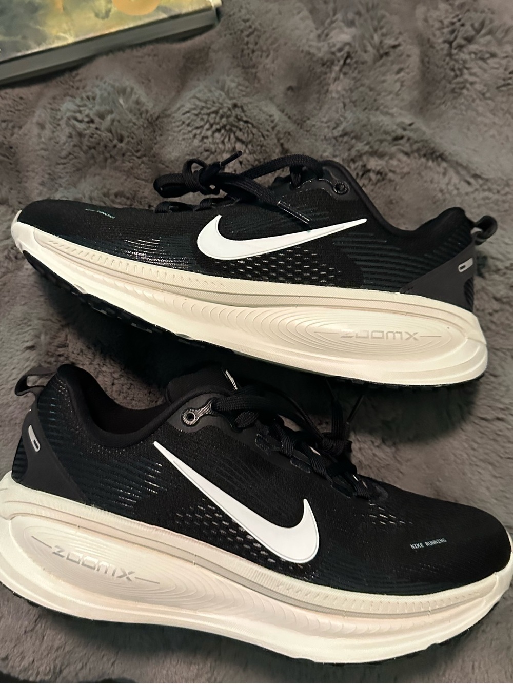 Nike Black and White ZoomX Vomero 18 Running Shoes